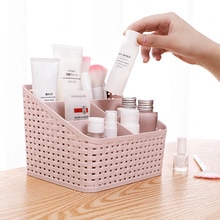 Imitation Rattan 5 Slots Grid Makeup Organizer Plastic Multi-grip Rack Desktop Storage Case Cosmetics Storage Box