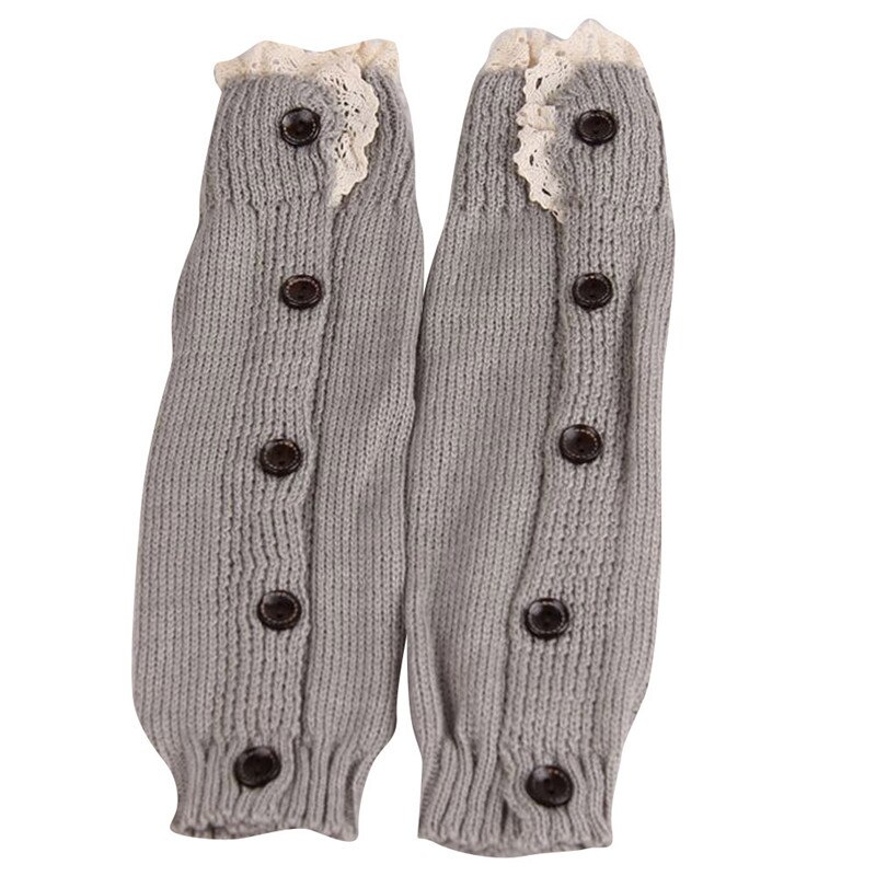Kvinder vinter varme benvarmere strikkede hæklede lange sokker høje knæstrømper @a: Grå