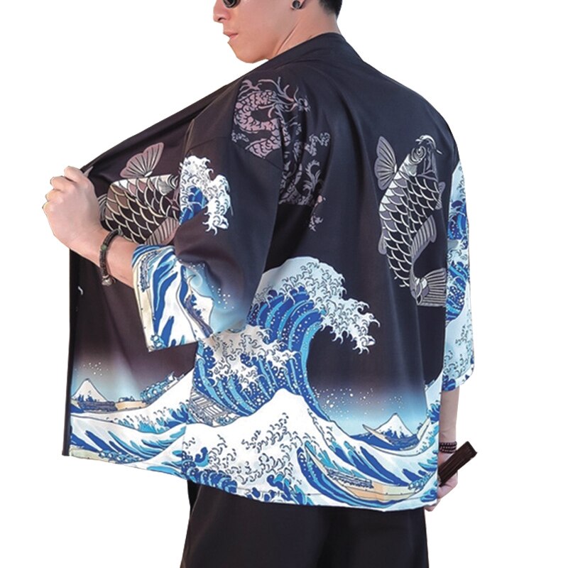Japanese kimono cardigan men haori yukata male samurai costume clothing kimono jacket mens kimono shirt yukata haori FF001