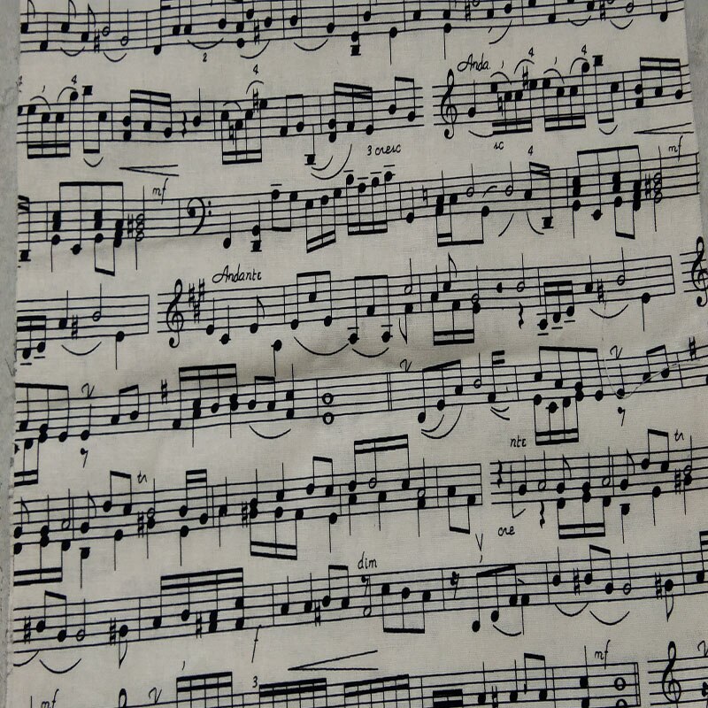 Notas musicales para Navidad, paquete de tela de algodón estampado, tamaño pequeño, 25x24cm, negro y blanco, 4 Uds.