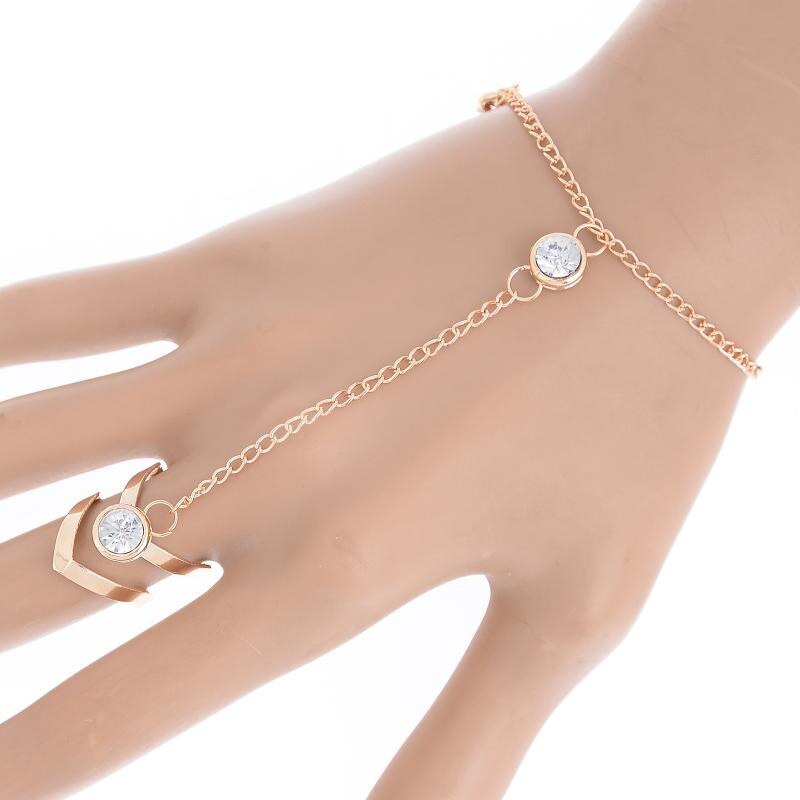 Goud Kleur Strass Vinger Ketting Armband Mode Vrouwen Meisjes Persoonlijkheid Charm Armbanden Sieraden Accessoires: Default Title