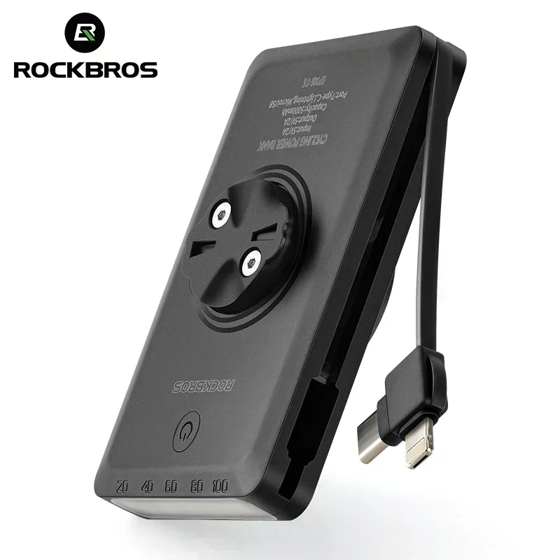ROCKBROS – feu avant de vélo 5000/10000mAh, étanche IP64, lumière forte, lampe de sécurité pour cyclisme, grande capacité, point culminant: WHITE
