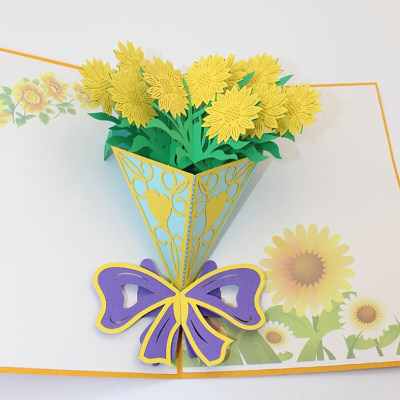 3D Pop Up Kaart Met Envelop Chrysant Kaart Sticker Papier Uitnodiging Postcard