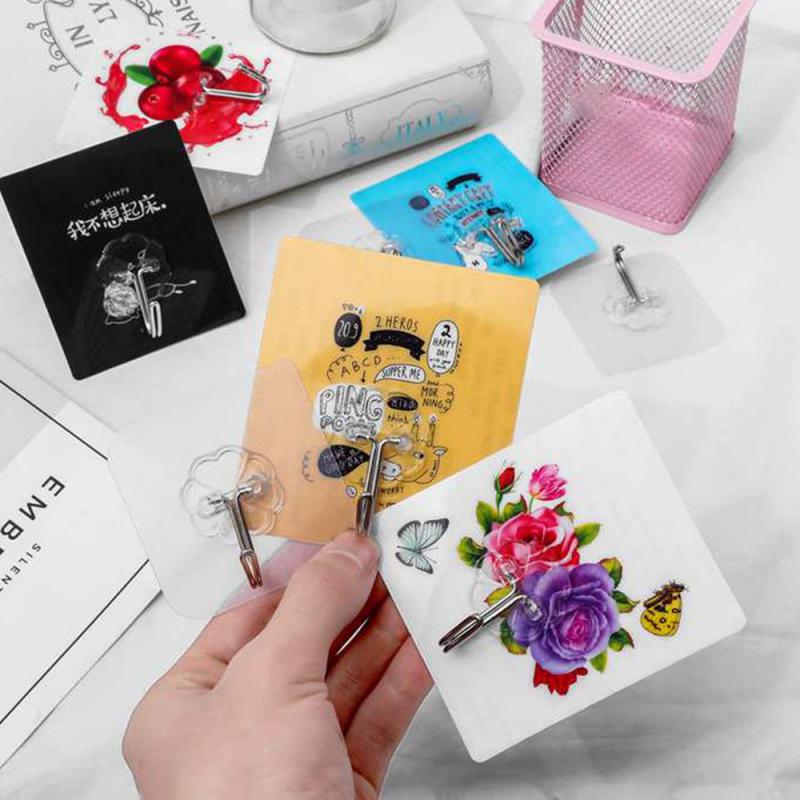 10/20pcs Random Colors Strong Invisible Cartoon Hook Wall Kitchen Adhesive Hook Nail Free Suction Hook Hanger Sticker
