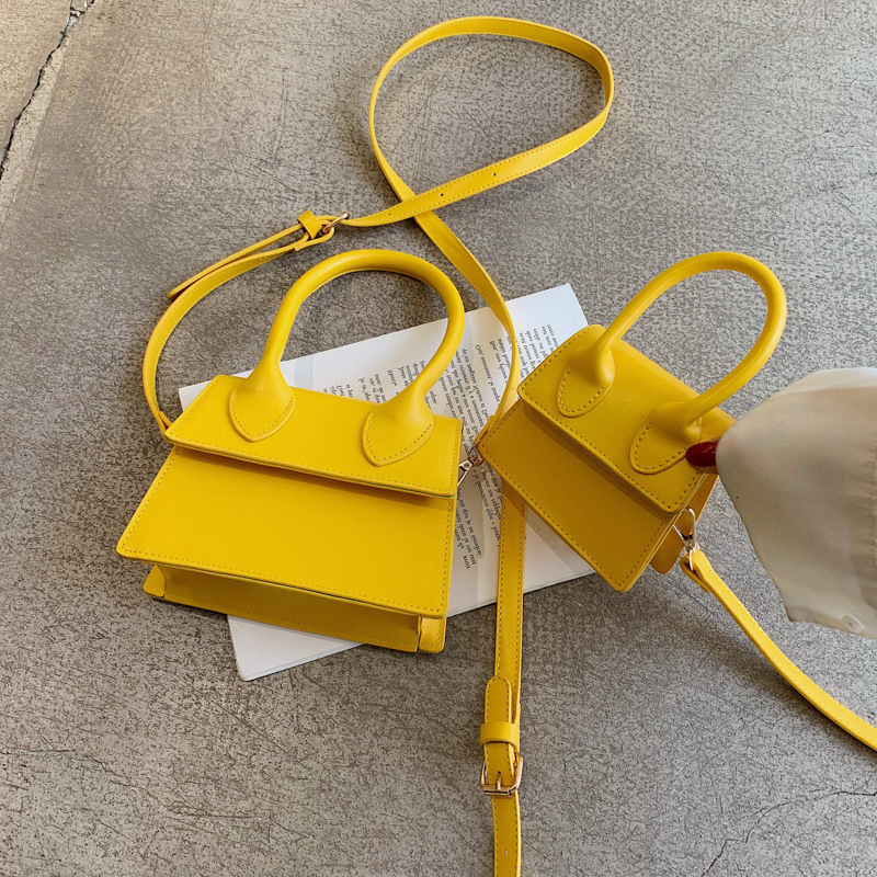 femmes Mini sac à bandoulière deux taille sac à bandoulière en cuir PU sac petit rabat d'embrayage moraillon sac à main messager: yellow / 12cmx10cmx6cm