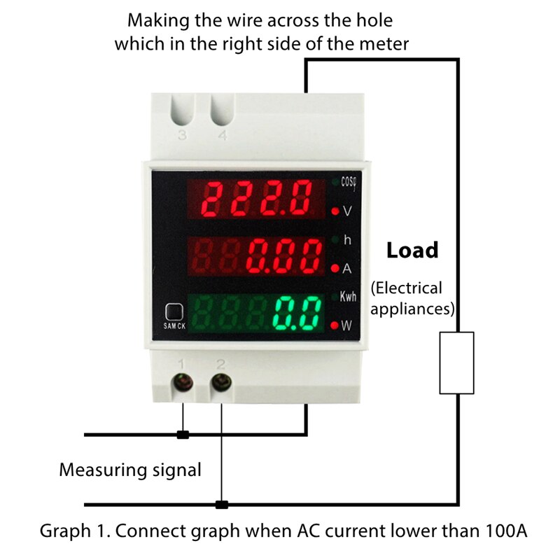 Din-Rail Ac Monitor Wattmeter Led Actieve Power Factor Elektrische Energie Meter Voltmeter Amperemeter Ac 80-300V 250-450V 0-100.0A