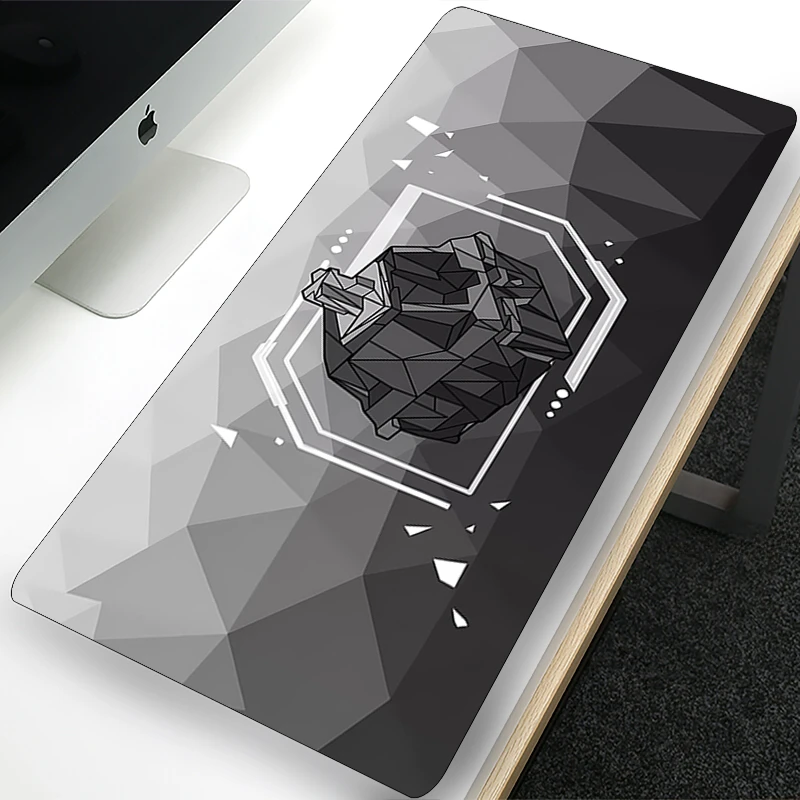 Tapis de souris de joueur noir et blanc, fond en caoutchouc antidérapant et résistant à l'usure avec bord cousu, tapis de clavier adapté au travail 400x900