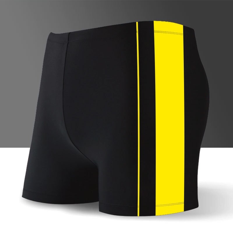 Honeymoon Swimwear Men&#39;s Boxer Sexy Swimsuit Large Color Matching Swimming Trunks: YELLOW