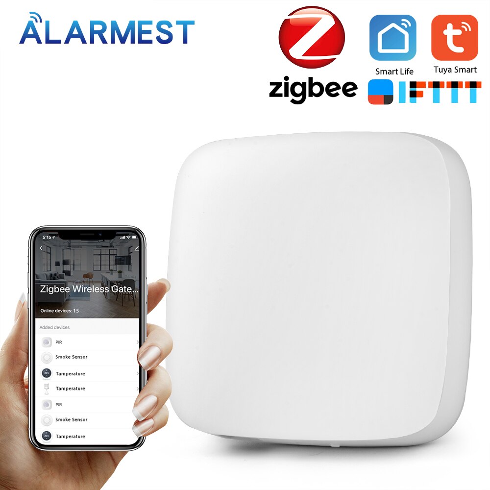 Alarmest tuya zigbee wired gateway hub smart home device support tilføj app gateway smart light control zigbee power af tuya
