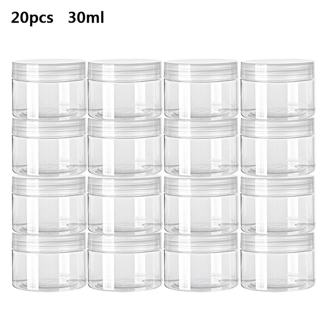 20Pcs Lege Helder Plastic Helder Cosmetische Potten Make Container Jar 30/50/60/80/100/120/150Ml Food Grade Sample Pot Container: 30ML
