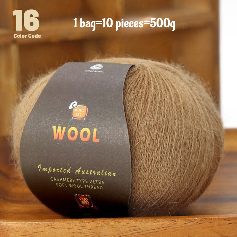 En stor pakke med  of 500g stk. kashmirgarn af fint uld, der bruges til håndlavet gør-det-selv-strikkegarn, til fremstilling af varme herre- og dametrøjer, tørklæder, huer, knæbeskyttere, handsker, bukser, tæpper, hobbyartikler og andre garnnøgler. , 1 poser = 10 stk. = 500g: Blå