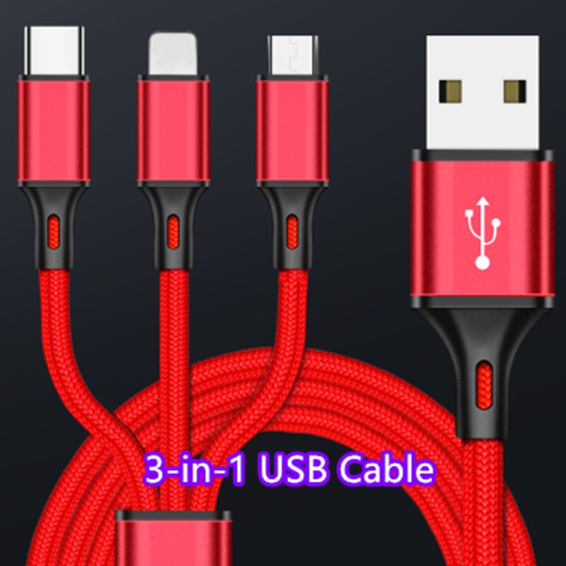3 em 1 usb cabo de carga rápida 2.5a para carregador micro cabo usb para android usb e tipo-c cabo de carregamento rápido portátil cablei