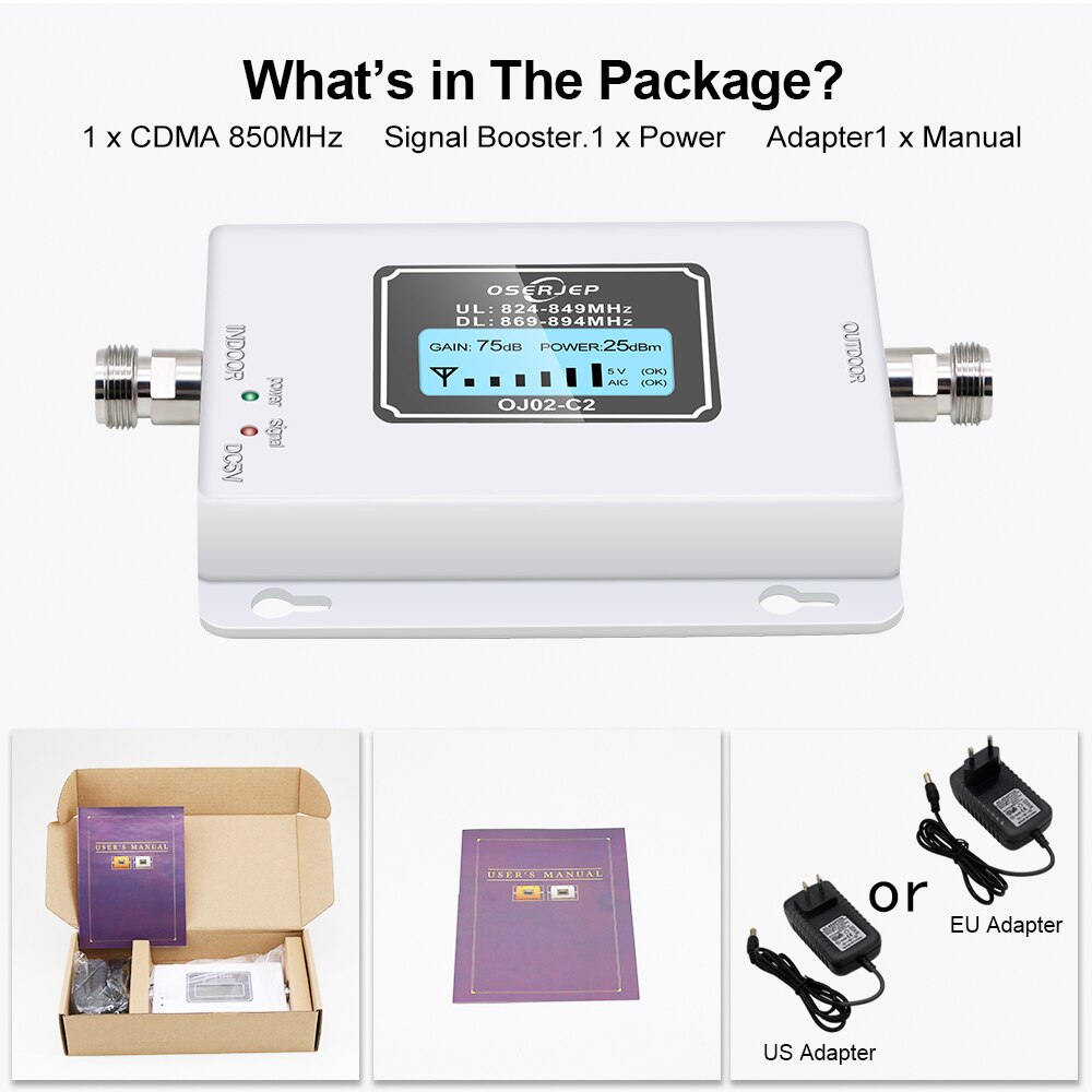 Repetidor B5 de 850 Mhz, 70dB, CDMA, GSM, 850Mhz, 2G, 3G, amplificador de señal de teléfono móvil, amplificador repetidor de señal GSM