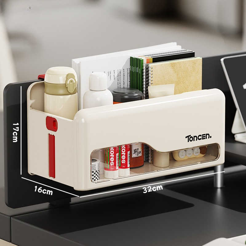 Organizador de escritorio plegable sin taladro para montaje en pared, caja de almacenamiento colgante multicolor para cocina, sala de estar, mesita de noche, gancho de almacenamiento para oficina: Negro