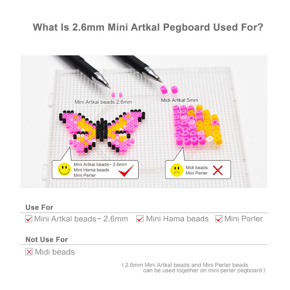 Artkal 2.6mm Pegboards Volledige Set Voor Mini Pixel Kralen Cartoon Patroon Diy Accessoire Educatief Speelgoed