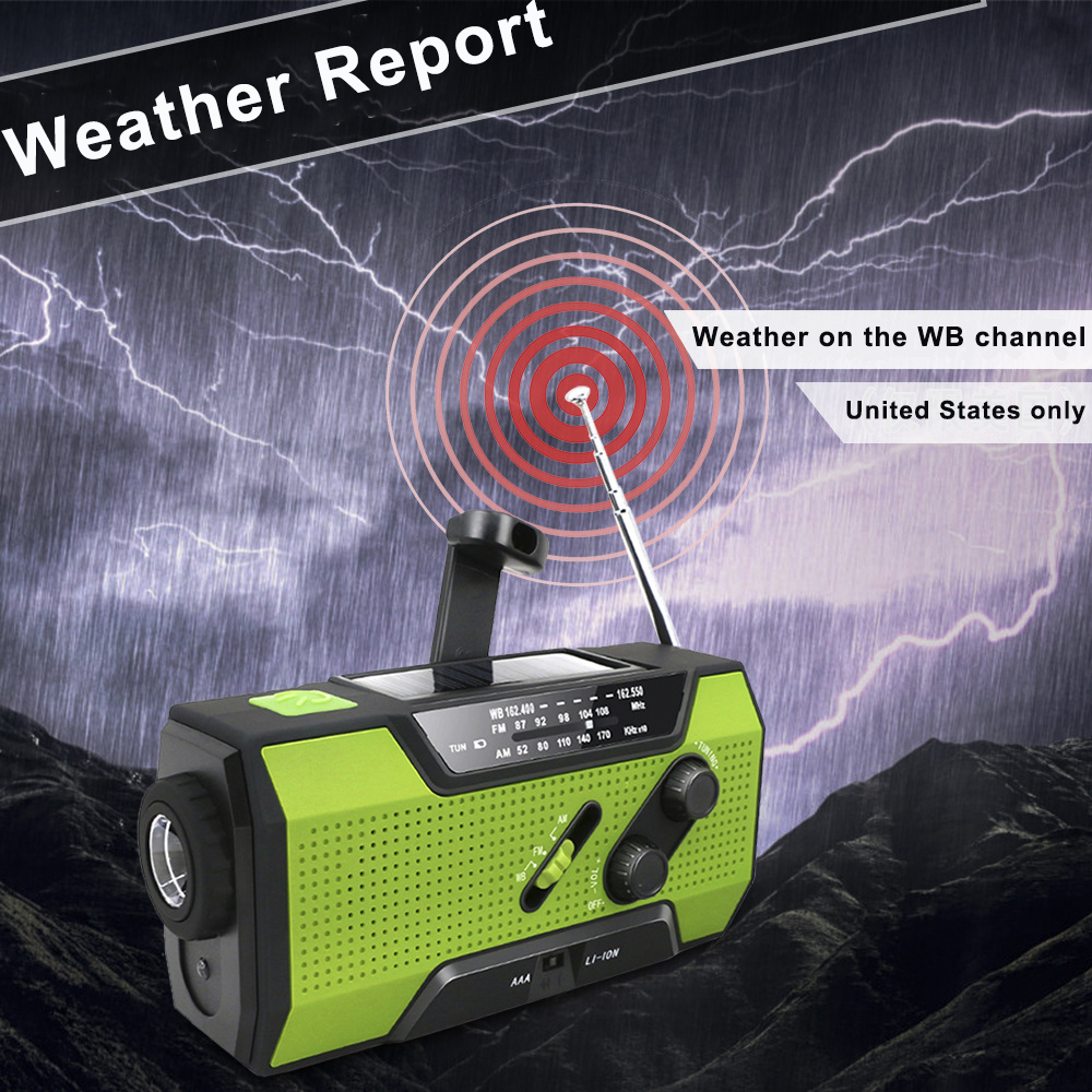 Multifunction Radio Hand Crank Solar USB FM/ AM Weather Radios Emergency Flashlight Power Bank Very High Volume Radio
