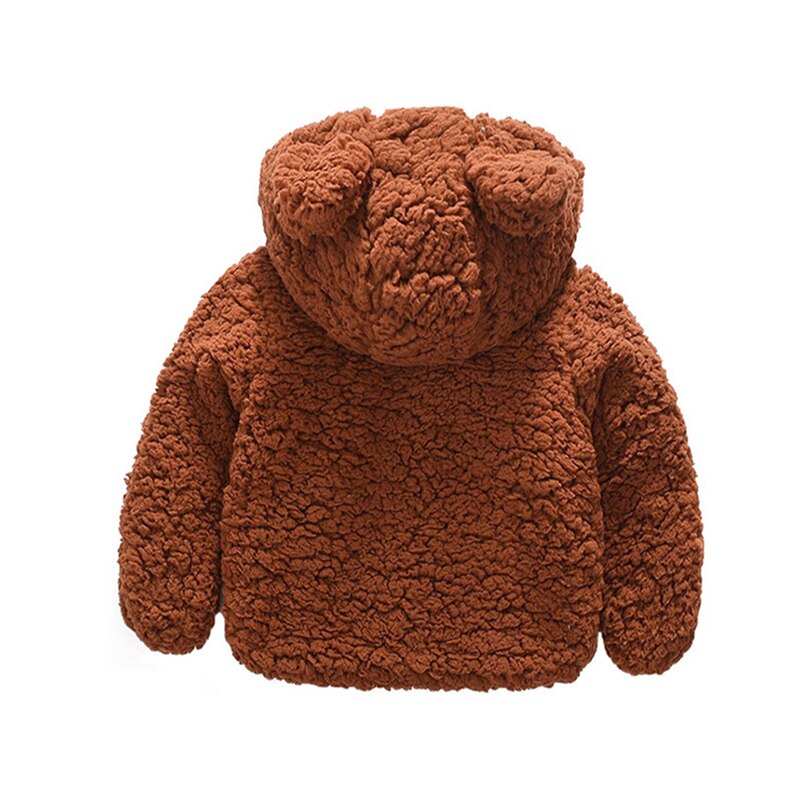 Winter Baby Hooded Jacket Cute Bear Thicken Coats Boys Girls Autumn Outwear Kids Warm Clothing Polyester Newborn Overcoat CL5708