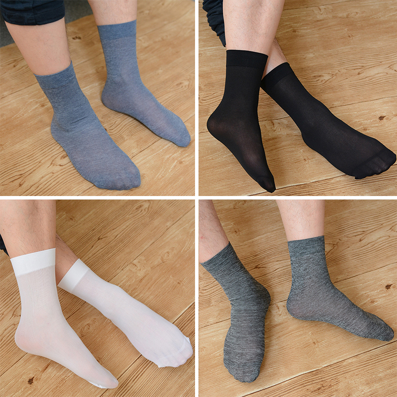 10 Paren/partij Business Heren Zomer Sokken Dunne Zijden Hoge Elastische Nylon Ademend Casual Korte Crew Sokken Mannelijke Koele Sokken