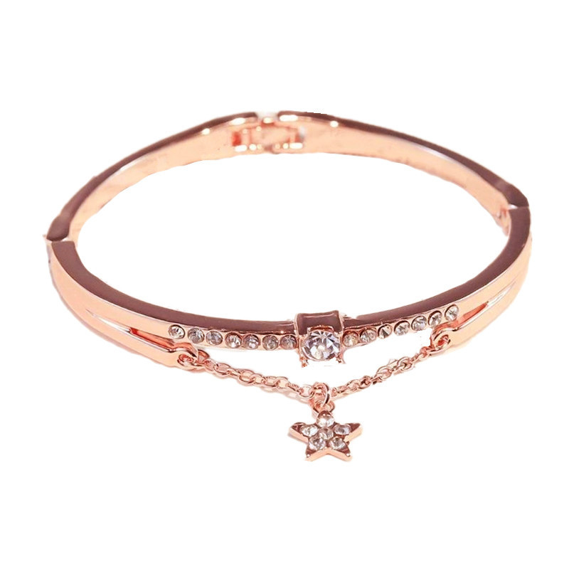 B001 Koreaanse Versie Vol Boor Armbanden Vrouwelijke Eenvoudige Honderd Sterren Verse Meisje Liefde Honing Armband Sieraden: Rose Gold