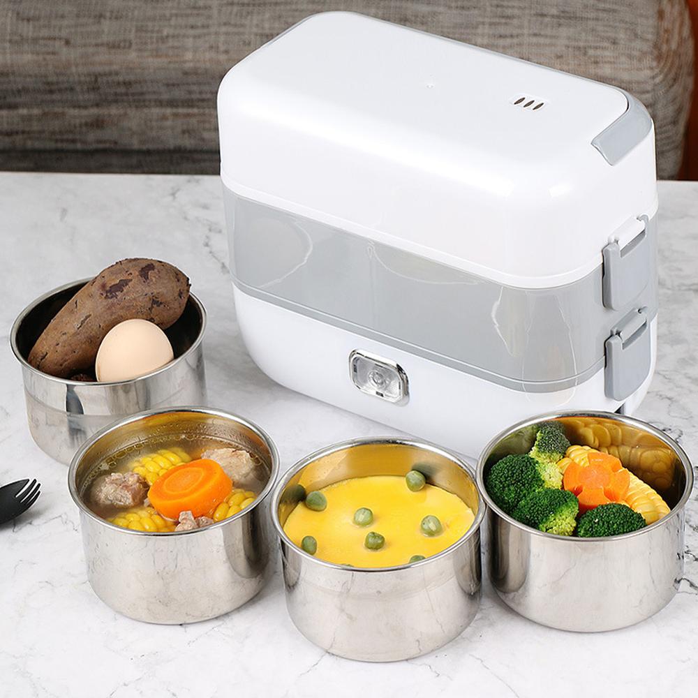 Elektrothermische lunchboxen, draagbare multifunctionele verwarmde lunchbox met één klik, mini rijstkoker, kleine stoomkoker