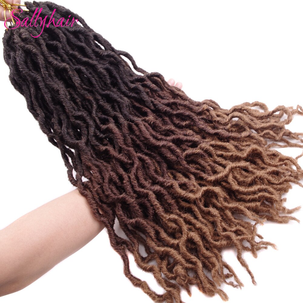 Sallyhair Faux Locs Curly Crochet Braids Hair Extensions 24 strands/pack Ombre Synthetic Braiding Hair 18inch