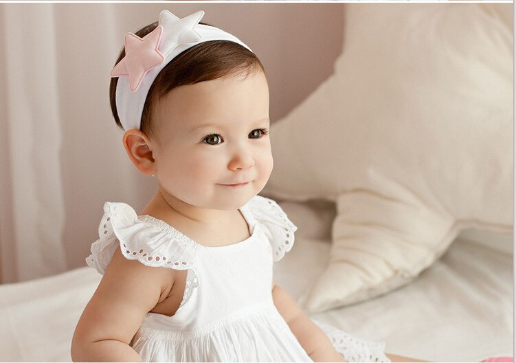 neugeborenen Baby Stirnband Turban Elastische Stirnband Nette Baby Haar Zubehör freundlicher Haar Band Mädchen Band Fasce Capelli Neonata: weiß star