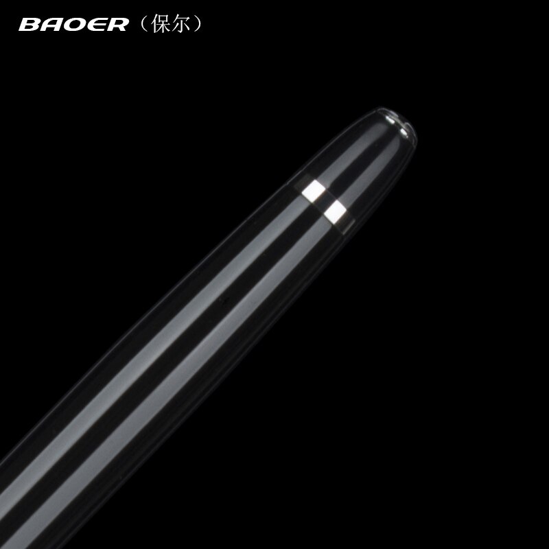 Baoer Luxe Zwart En Zilver Clip Vulpen 0.5 Mm Metalen Inkt Pennen Met Case