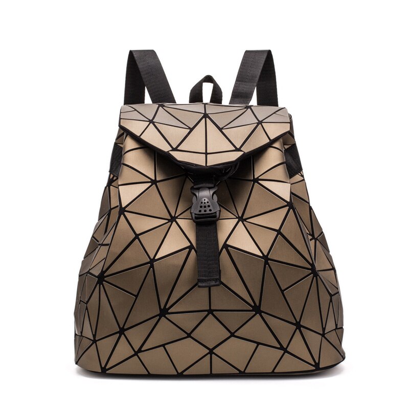 Women Drawstring Backpack Geometric Female Backpacks For Teenage Girls Bagpack Holographic Ladies bao School Bag Sac: Brown