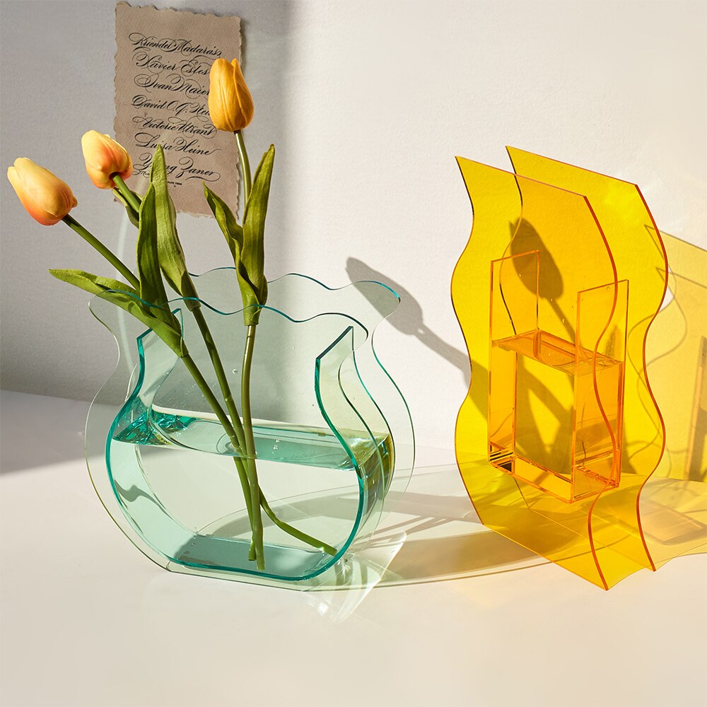Vase en acrylique Transparent, décoration nordique, décoration de Table pour la maison, salon, chambre à coucher, décoration de bureau,
