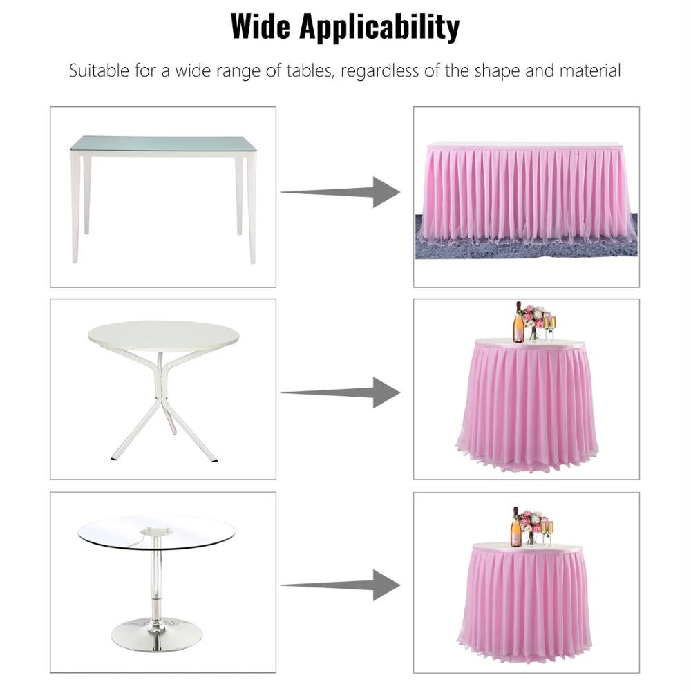 Falda de tul rosa para mesa, mantel de tela para banquete decoración para la mesa, falda para boda, cumpleaños, Baby Shower