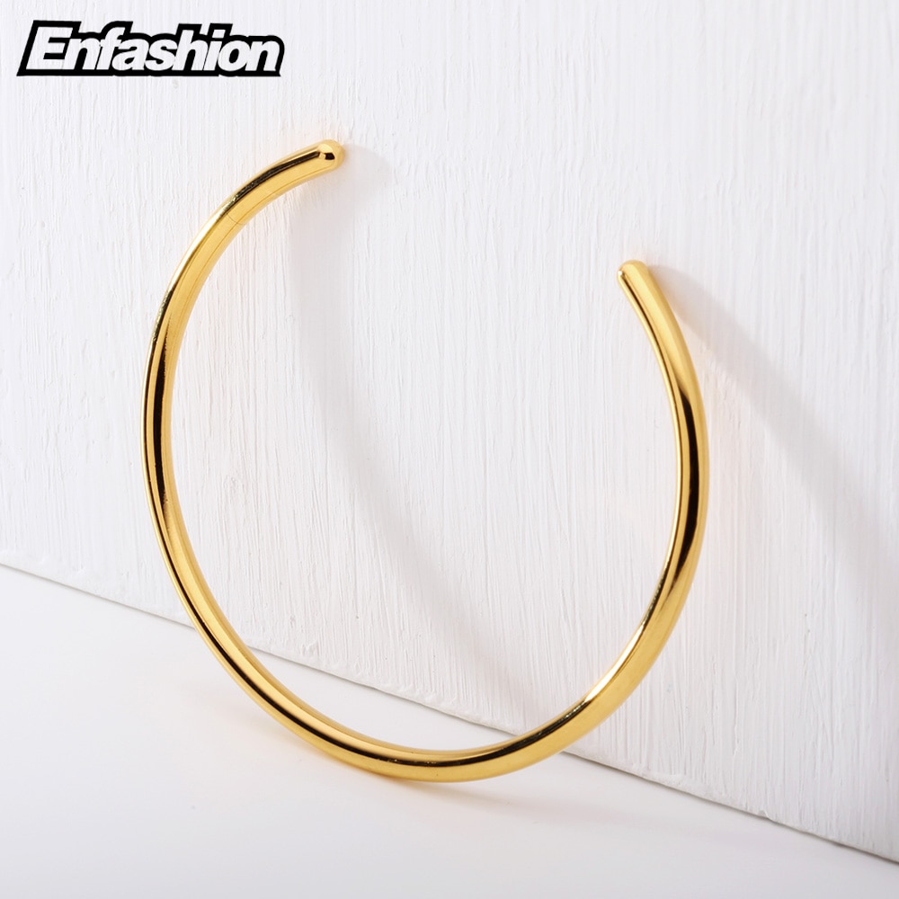 Enfashion Grund Manschette Armbinde Manchette Gold farbe edelstahl Armreif Armbinde Für Frauen und Männer Armbänder Armreifen Pulseiras