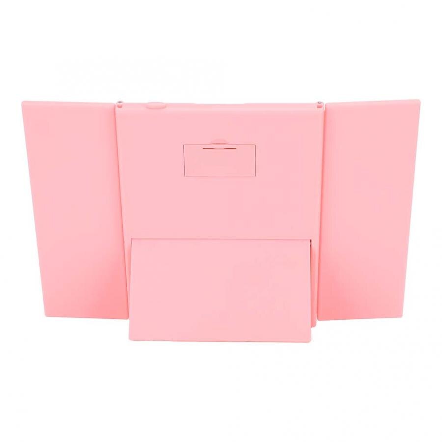 Led Mirror Pink LED Three Fold Makeup Mirror Folding Cosmetic Mirrors for Travel Bathroom Tabletop Pocket Mirror