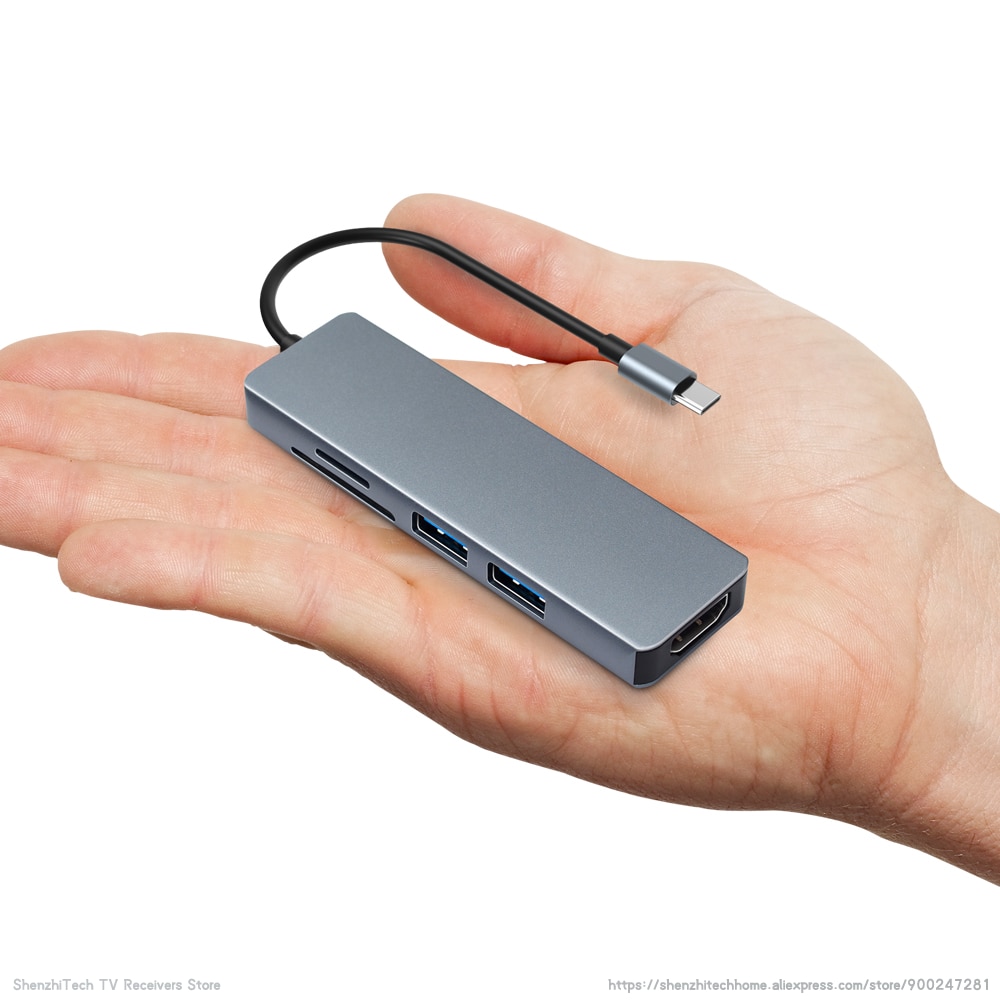 MiraScreen TC18 5 w 1 typu C 4K stacja dokująca robić adapter robić laptopa MacBook z wejściem HDMI kompatybilny 2x usb 3.0 czytnik kart SD i TF
