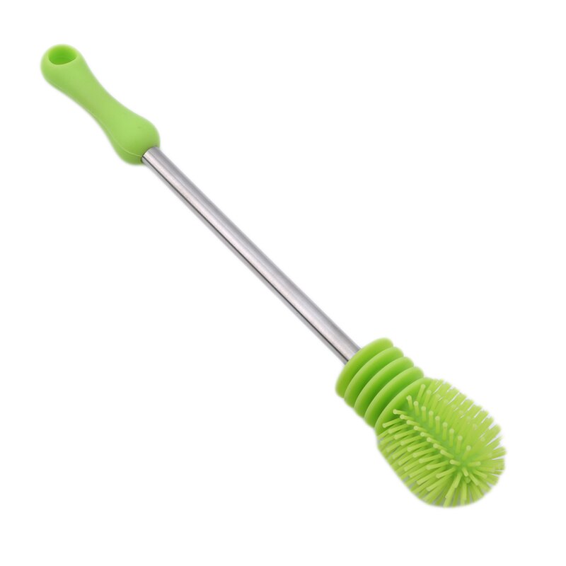 Silicone Baby Fles Borstel Multifunctionele Lange Handvat Roterende Lange Handle Schrobben Baby Melk Fles Brush Cleaner: green