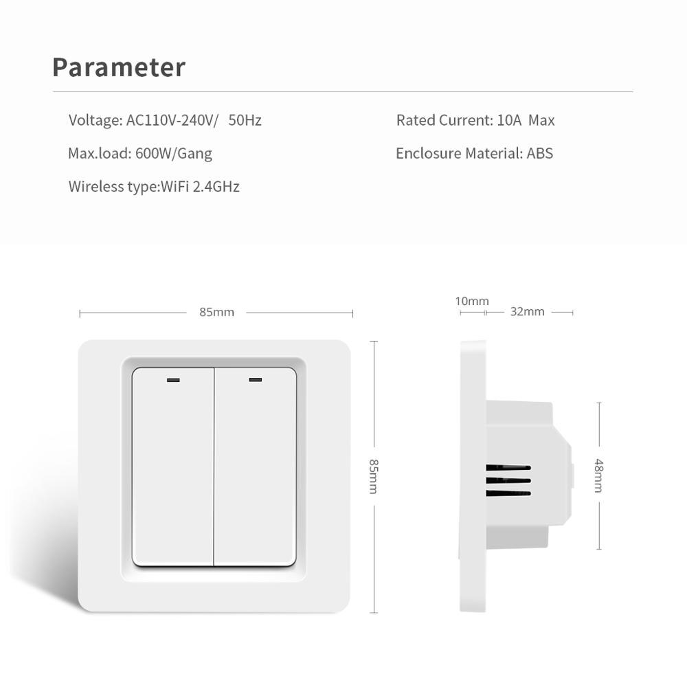 Apple Homekit Smart Home Control Wifi Schakelaar 10A 110V-240V Timer Led Licht Schakelaar Moet Neutrale draad Thuis Smart