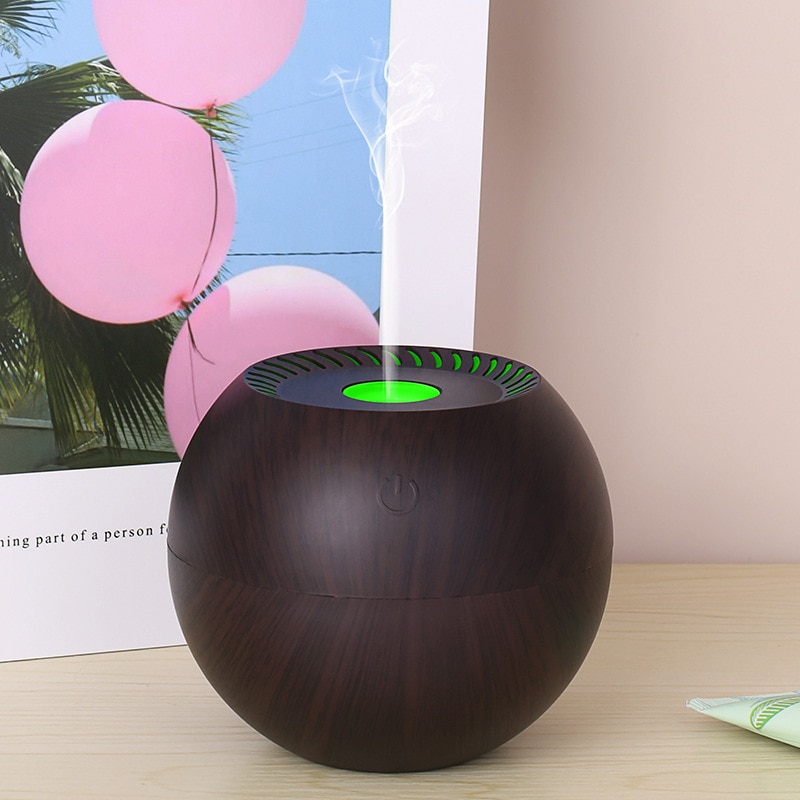 Electric Humidifier Essential Aroma Oil Diffuser Ultrasonic Wood Grain Air Humidifier Usb Mini Mist Maker Led Light Home