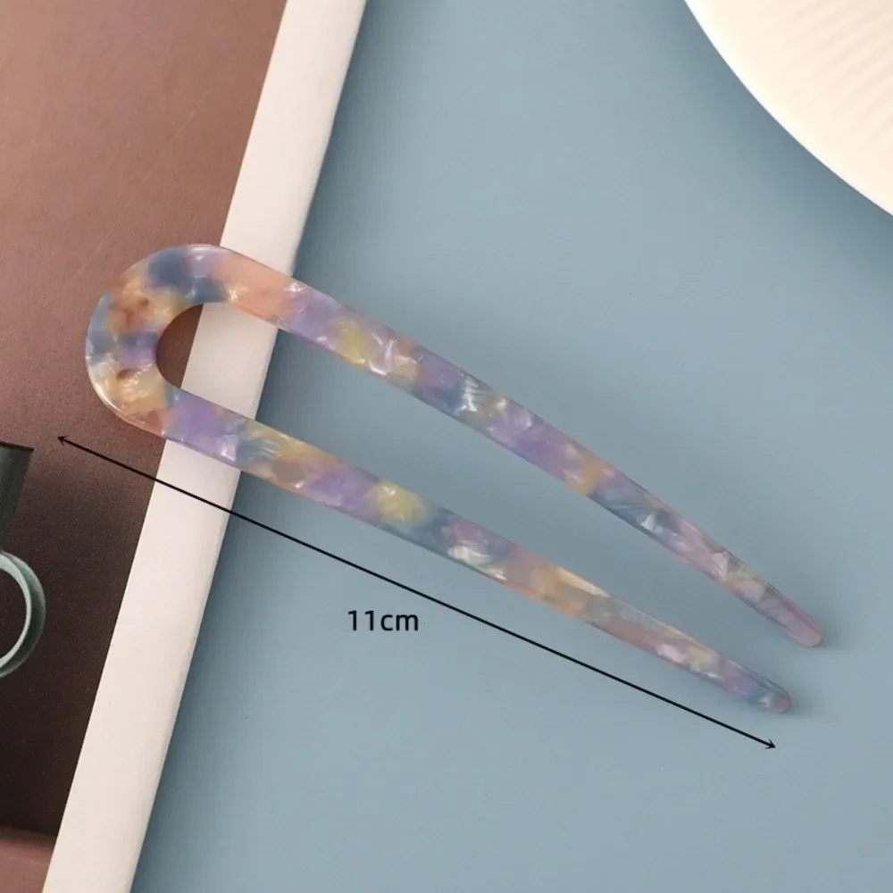 Horquilla para el pelo en forma de U, palitos para el pelo de geométrico a la de acetato, horquilla de carey, accesorios para la cabeza para mujeres y niñas