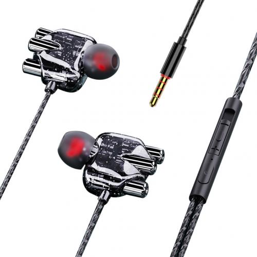 In-ear dual coil tung bas hifi-ljud sporthörlur med mikrofon för huawei: Svart