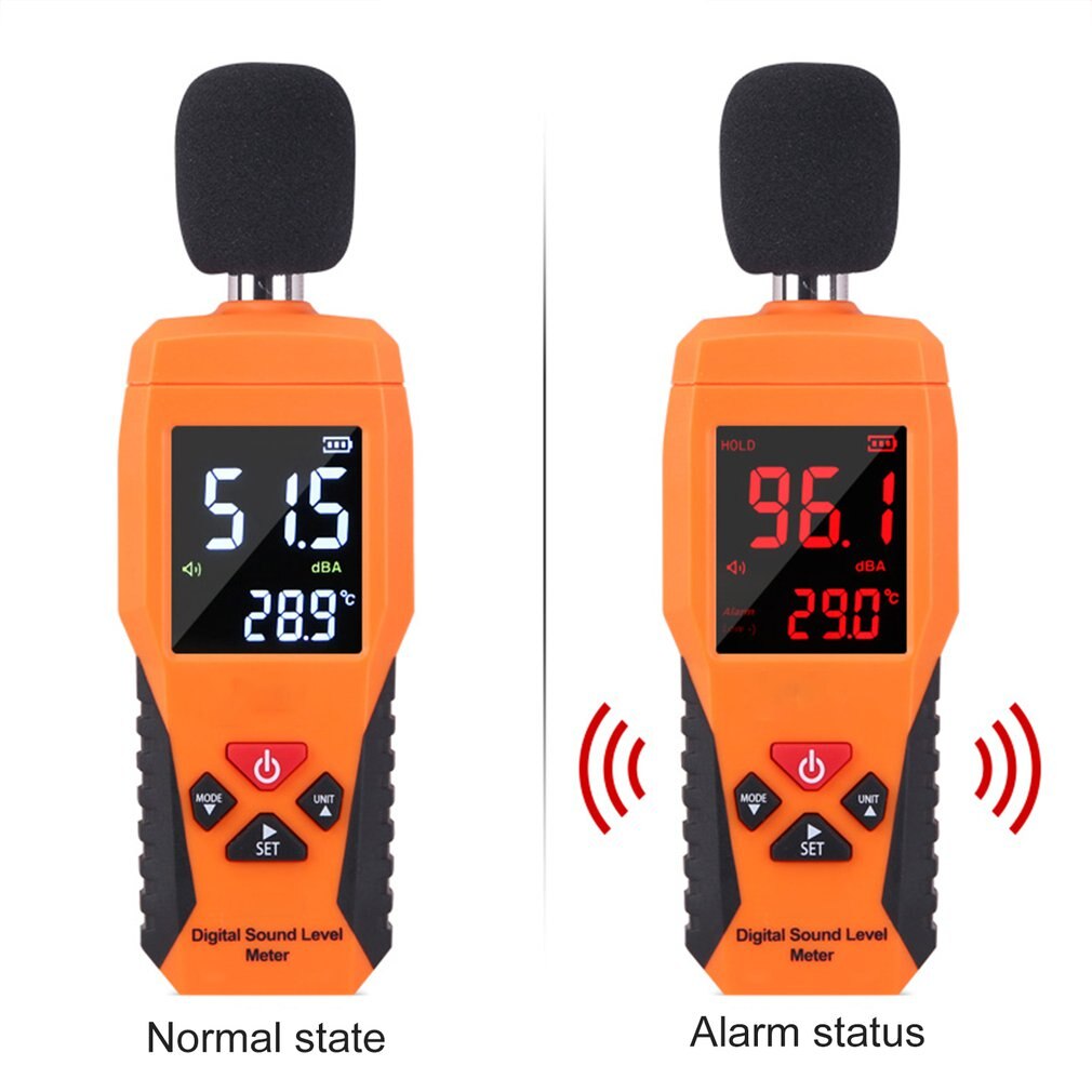 Digital Sound Level dB Meters 30dB~130dB Decibe Noise Logger Detector Diagnostic Tool Temperature Tester With Backlight