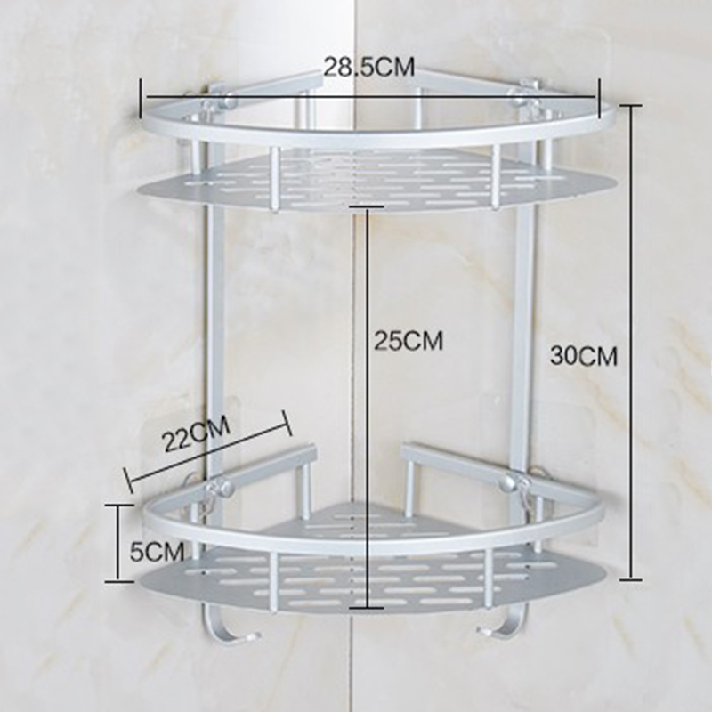 No Drilling Bathroom Corner Shelves, Aluminum 2 Tier Shower Shelf Caddy