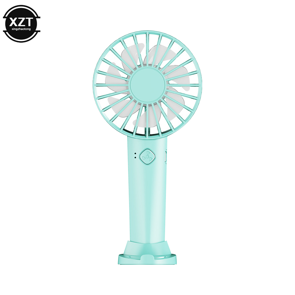 USB Mini starker Wind Hand ventilator tragbare leise wiederauf ladbare Desktop-Luftkühler mit Telefon halter Lüfter Outdoor-Reisen: Blau