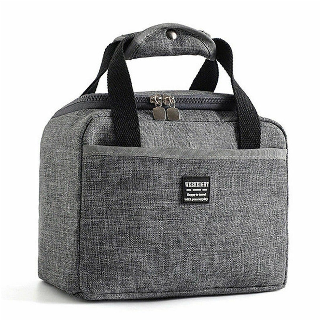 Portable Thermal Insulated Lunch Box Tote Cooler Handbag Picnic Bags Bento Pouch Dinner Container School Food Storage Bags: Gray