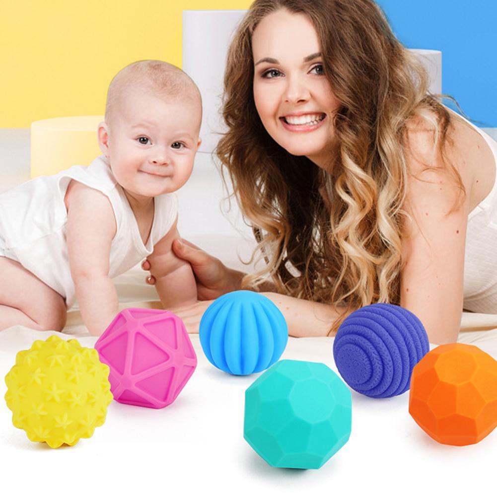 6Pcs Textured Multi Ball Set Multi Sensory Super Soft Develop Baby's Tactile Senses Toy Educational Early Rattle Activity Toys