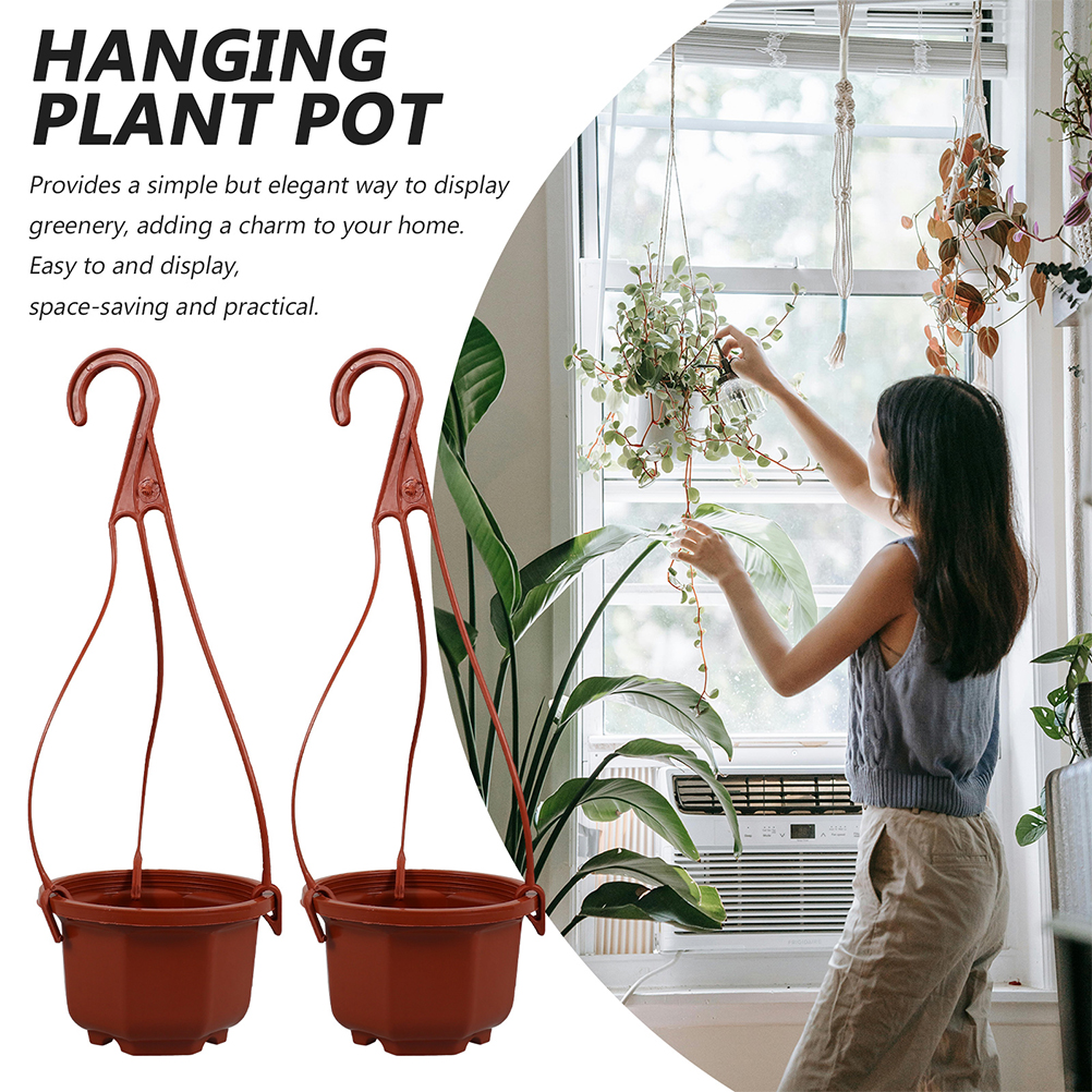 24 Sets Plastic Hanging Plants Pots Hanging Flower Baskets for Outdoor Indoor Plants Hangers Garden Pot for Home Balcony Decor