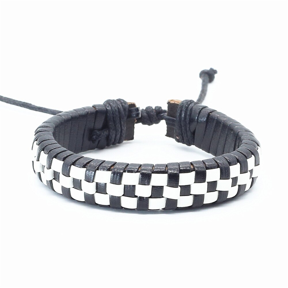 Nowy przyjazd moda na co dzień punk głaz wielobarwność liny tkane splot kobiety skórzane bransoletki mężczyzn kobiet biżuteria męska hurtownie: kolor 2