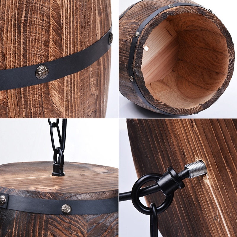 Decke Fass Lampe Holz Wein Fass Hängen Leuchte Anhänger Beleuchtung Geeignet Für Bar Cafe Lichter Atomasphere Erstellen Restaurant Lampe
