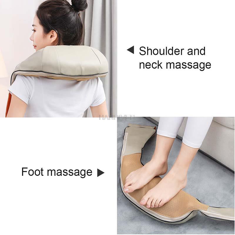 Elektryczny masażer Shiatsu, do masażu pleców, ramion, ciała, szyi, wielofunkcyjny, szal, na podczerwień, podgrzewany, masowanie, ugniatanie, do domu lub samochodu