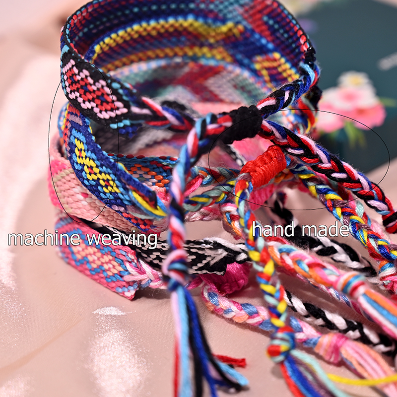 Pulsera con borlas de la Amistad Bohemia para mujer, 12 colores, tejido de cuerda de algodón a la , pulseras bohemias para playa y verano para chica