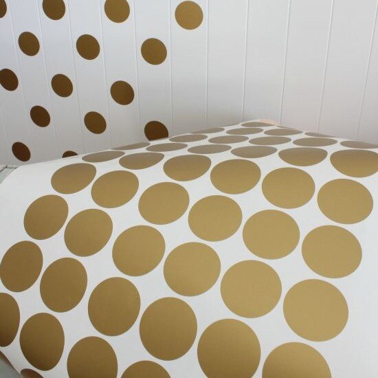 Gold Polka Dots Wall Decals (1.97inch - 50Decals) Removable Peel And Stick Metallic Vinyl deco Stickers