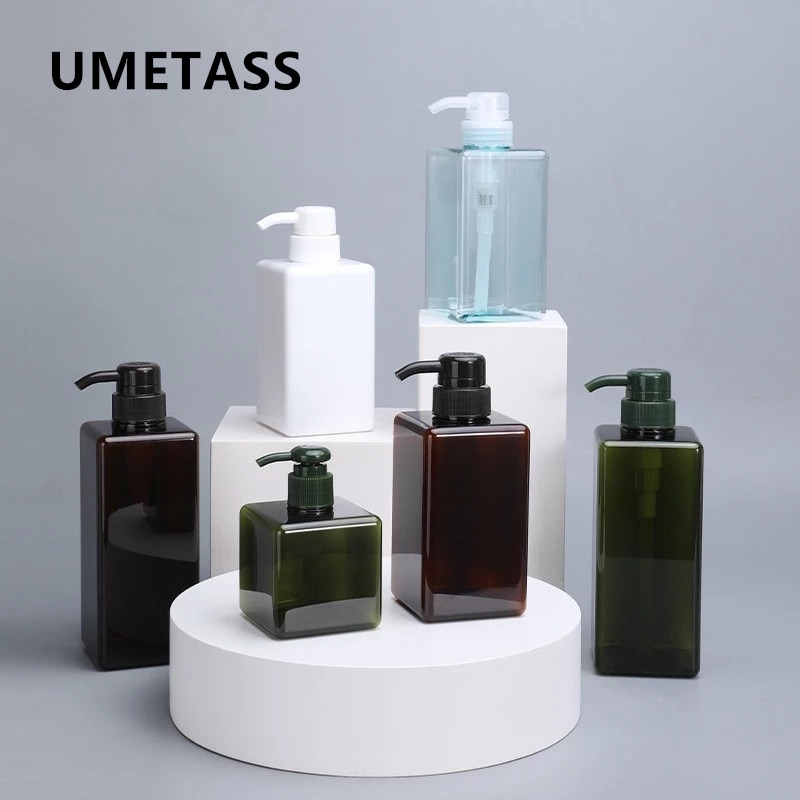 250Ml, 450Ml, 650Ml Dikker Vierkante Hervulbare Fles Petg Douchegel Shampoo Vloeibare Zeep Dispenser Container 1Pc